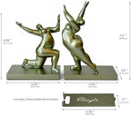 Sculptural Bookends Set of 2, Decorative Modern Bookends with Adjustable Phone & Tablet Holder, Artistic Resin Book Ends for Shelves, Heavy Duty Home & Office Decor – Metallic Sage - Image 5