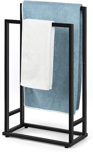 Towel Racks for Bathroom, 2 Tier Standing Stainless Steel Towel Racks Stand for Bathroom, Hand Towel Drying Rack Holder, Towel Bar Stand Blanket Rack, Black by Nandae