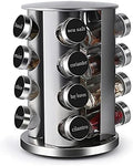 DOUBLE 2 C Revolving Countertop Spice Rack Stainless Steel Seasoning Storage Organization,Spice Carousel Tower for Kitchen Set of 16 Jars (16Jars) by DOUBLE2C