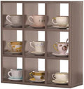 Helsin 9 Grid Vintage Coffee Mug Display Rack, 16inch Wall Mounted Wooden Curio Shadow Box Shelf, Cup Floating Shelves Display and Organizer by Helsin