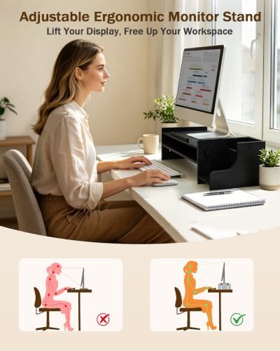 MyPlace Bamboo Monitor Stand Riser with Adjustable Height and Angle - Image 4