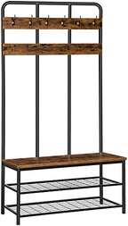 HOOBRO Hall Tree with Bench, Entryway Bench with Coat Rack, Mud Room Rack with 12 Double Hooks and Shoe Storage, Coat Tree, Shoe Rack Organizer, for Foyer, Front Door, Rustic Brown BF05MT01 by HOOBRO