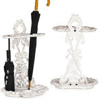 Sungmor Cast Iron Umbrella Stand with Drip Tray - Victorian & Vintage White - Image 6