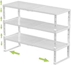 Jojocross Expandable Adjustable Stackable Kitchen Organizer, Spice Rack,Metal Pantry Storage Shelves Racks,Counter Shelf for Cabinets, Countertop, Cupboard (3 Packs/Medium/White) by JOJOCROSSHIGHQUALITYLIFE