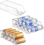 iDesign Water Bottle Organizer and Soda Can Dispenser for Refrigerator or Pantry - Set of 3 - Clear by iDesign
