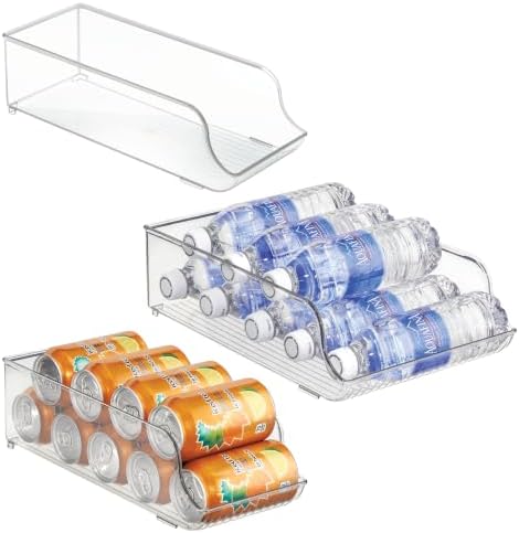 iDesign Water Bottle Organizer and Soda Can Dispenser for Refrigerator or Pantry - Set of 3 - Clear by iDesign