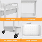 5 Tier Rolling Utility Cart with Handle,REBECAT Utility Cart Made of Multifunctional Storage Organizer Tool for Kitchen,Bathroom,Living Room,Office(White) - Image 2