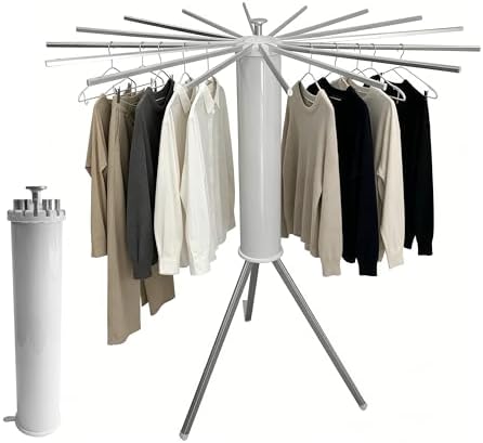 Clothes Drying Rack Foldable, Rotary Tripod Laundry Drying Rack,16 Aluminum Poles,Rotatable Portable Floor Standing Clothes Airer,Laundry Drying Rack Floor Standing by Unknown