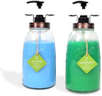 Glass Laundry Detergent Container - Besuerte Large Capacity Liquid Laundry Detergent Dispenser with Refillable & Reusable 2x50oz Mason Jars and Save Effort Pump Aid Handle, Bronze Cap by LiveinspiredLiveBesuerte