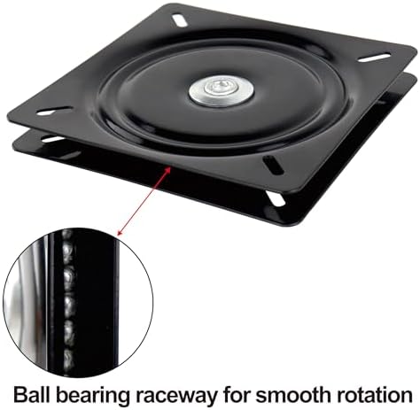 2 Pack 7 Inch Lazy Susans Turntable Bearings Swivel Zinc Plate, Black Square Susan Hardware, Heavy Duty Replacement Parts for Table, Chair, Round Bar Stools - Image 3
