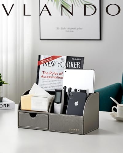 VLANDO Desk Organizer with Drawer for Office, Vanity and Nightstand, Grey - Image 6