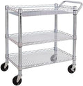 Seville Classics UltraDurable NSF Commercial Heavy Duty Metal Rolling Utility Cart, Handle Bar for Restaurant, Garage, Warehouse, Kitchen, Office, Deep Top Basket (34.8"W x 18.25"D) by Unknown