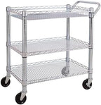 Seville Classics UltraDurable NSF Commercial Heavy Duty Metal Rolling Utility Cart, Handle Bar for Restaurant, Garage, Warehouse, Kitchen, Office, Deep Top Basket (34.8"W x 18.25"D) by Unknown