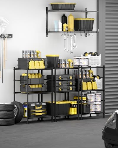 Sakugi 3-Pack Storage Shelves - 3-Tier Metal Wire Shelf Organizer, Slim Shelf Rack with Adjustable Feet for Laundry Room, Kitchen, Garage Organization, 18.2" x 12.3" x 30.4", Black - Image 2
