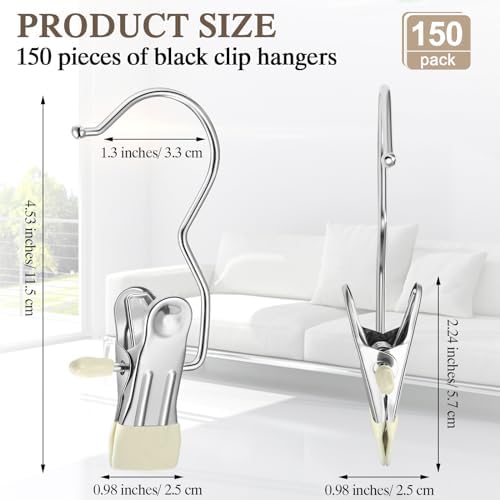 Yinder 150 Pcs Boot Hanger Clips Laundry Hooks Stainless Steel Hooks, Beige - Image 2