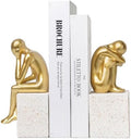 Decorative Bookends for Shelves,Resin Gold Book Ends,Unique Thinker Statue by Kakizzy