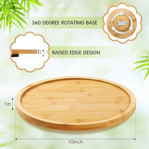 Mumufy 6 Pcs Bamboo Lazy Susan, 10 Inch Round Tray for Kitchen - Image 2