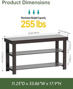 SMIBUY Sturdy Bamboo Shoe Rack Bench, 3-Tier Shoe Organizer, Storage Shelf for Entryway Hallway Bathroom Living Room (Dark Brown) - Image 2