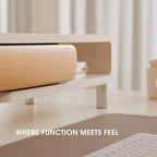 Fenge Dual Monitor Stand with Large Storage Drawer, 42.5" Desk Shelf, White - Image 5