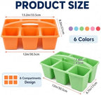 6 Pack Classroom Caddy with Handle, 6 Compartment (Rainbow) - Image 2