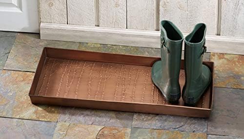 HF by LT Birch Forest Pattern Metal Boot Storage Tray, 30 x 13 inches, Antique Copper Finish - Image 3