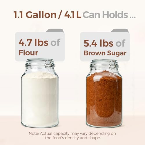 ComSaf Large Glass Jars with Airtight Lids 1.1 Gallon 2 Pack Wide Mouth - Image 4