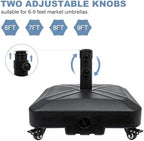 Patio Umbrella Base Heavy Duty with Wheels Square Market Stand for Outdoor 4 Locks 2 Knobs 125lb Capacity, Black - Image 2
