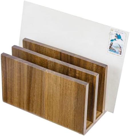 MyGift 3 Slot Premium Acacia Solid Wood Mail Holder, Entryway Countertop Letter Organizer, Office Desktop File Sorter, Bill Divider, Envelope Storage Bin - Image 4