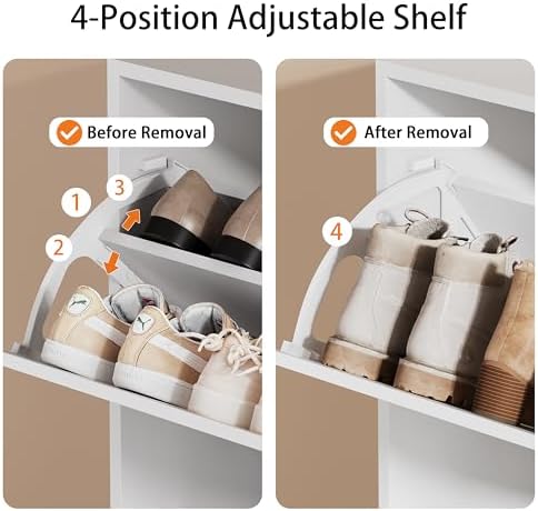 White Hidden Shoe Storage Cabinet for Entryway with 2 Flip Drawers - Image 4