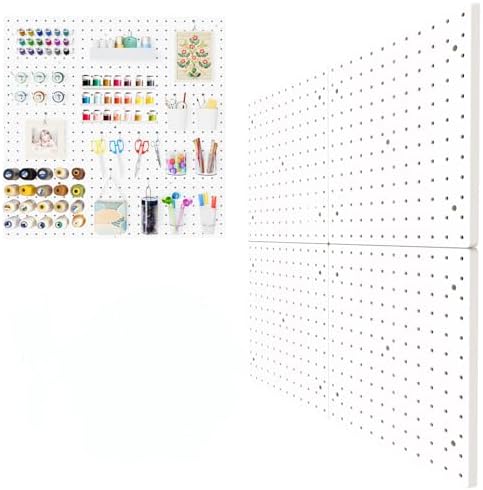 FZK Plastic Pegboard Wall Organizer Kit, 12x12, 4 Pack, White by FZK