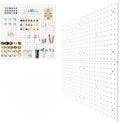 FZK Plastic Pegboard Wall Organizer Kit, 12x12, 4 Pack, White by FZK