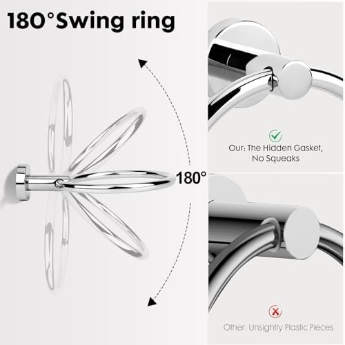 Polished Chrome Bathroom Hardware Accessories Set 5 Piece, Stainless Steel Bath Towel Bar Set 24 Inch,Toilet Paper Holder,Towel Ring Holder,Towel Rack Set,Gold Bathroom Accessories Kit Silver - Image 5