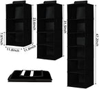 2 Packs Hanging Closet Organizer Storage, 6-Shelf Hanging Shelves for Closet, Closet Clothes Organizer and Storage with Side Pockets, Black - Image 2