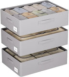 CYhom 3Pcs Under Bed Storage Bins with Metal Frame - Shoe Organizer for Closet with Clear Cover Oxford Fabric Sturdy Underbed Container Foldable Stackable Clothes Organizer (Grey, 23.5x19.7x6.3) by CYhom