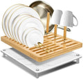 Sofort Bamboo Dish Drying Rack with Absorbent Stone Dish Drying Mat by Unknown