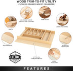 Clikuutory Natural Birch Wood Utensil Drawer Insert Organizer with 10 Compartments, Space-Saving Sturdy Drop-In Cutlery Divider Tray, Kitchen Cabinet Storage for Silverware, Spoons, Forks and Knives - Image 3