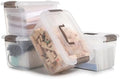 Citylife 4 Packs 8.5 QT Storage Bins with Lids Clear Plastic Bins with Grey Handle Stackable Storage Containers for Organizing by CITYLIFEHomeOrganization