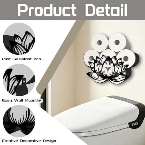 Lotus Toilet Paper Holder Wall Mount/Stand for Extra 8 Rolls - Image 3