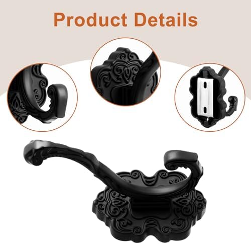 Zonon 8 Pcs Black Vintage Antique Coat Hooks Wall Mounted - Image 3