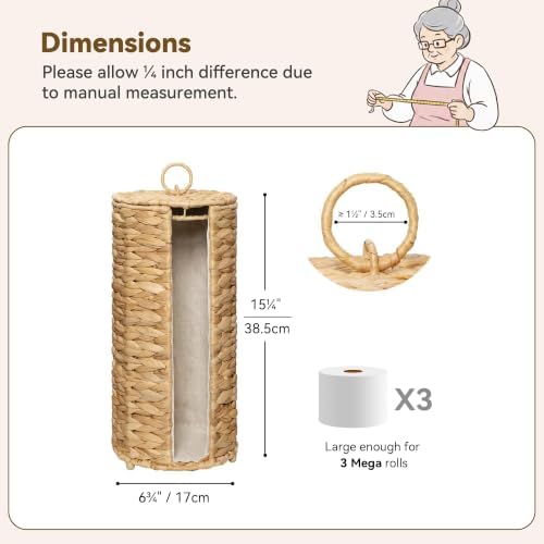 GRANNY SAYS Wicker Free Standing Toilet Paper Holder Stand with Storage - Image 7