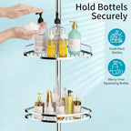 Corner Shower Caddy Tension Pole, Stable, No-Drill for Renters - Image 5