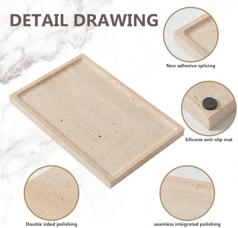 Real Luxurious Natural Marble Tray - 12x8 Inch Marble Vanity Tray - Image 3