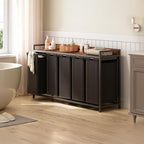 Herture Laundry Hamper with Shelf, Laundry Basket 5 Section, Laundry Sorter with Pull-Out Removable Large Bags and Movable Wheels, Metal Frame, 5 x 15.87 Gallons (60L), Rustic Brown + Black PF08XLY - Image 5