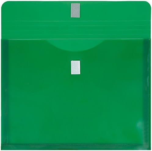 JAM PAPER Plastic Expansion Envelopes with Hook & Loop Closure - Letter Booklet - 9 3/4 x 13 with 1 Inch Expansion - Green - 12/Pack - Image 2