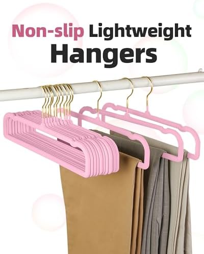 Felt Hangers Pink Velvet Hangers, Cute Pants Hanger, 20 Pack Chic Hangers - Image 2