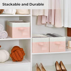 GRANNY SAYS Closet Shelf Baskets with Label, Pink&Ivory, Large, 3-Pack - Image 2