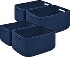 4 Pack Large Storage Basket for Organizing, 17.5"x13"x7" Woven Basket for Shelves, Closet Cube Storage Bins with Wrapped Handle, Cotton Rope Baskets for Kitchen, Clothes, Toys(Navy Blue) by Degeyoyo