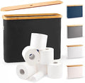 LONBET Toilet Paper Storage for 12 Rolls, Stackable & Foldable - The Ultimate Bathroom Organizer - Waterproof Basket with Bamboo Lid - Elegant Toilet Paper Storage Holder, Black by Lonbet