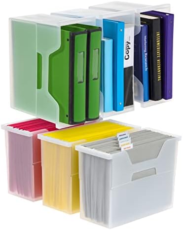 IRIS USA 6-Pack Medium Desktop File Box with Open Lid, Clear by IRISUSA