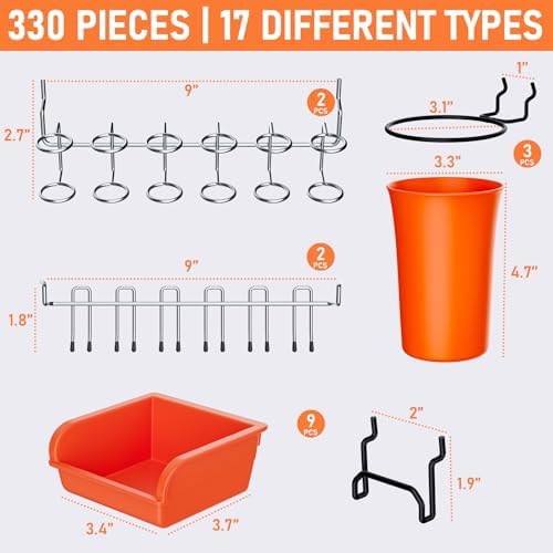 INCLY 330PCS Upgraded Pegboard Accessories Organizer Kit with Bins & Cups - Image 5